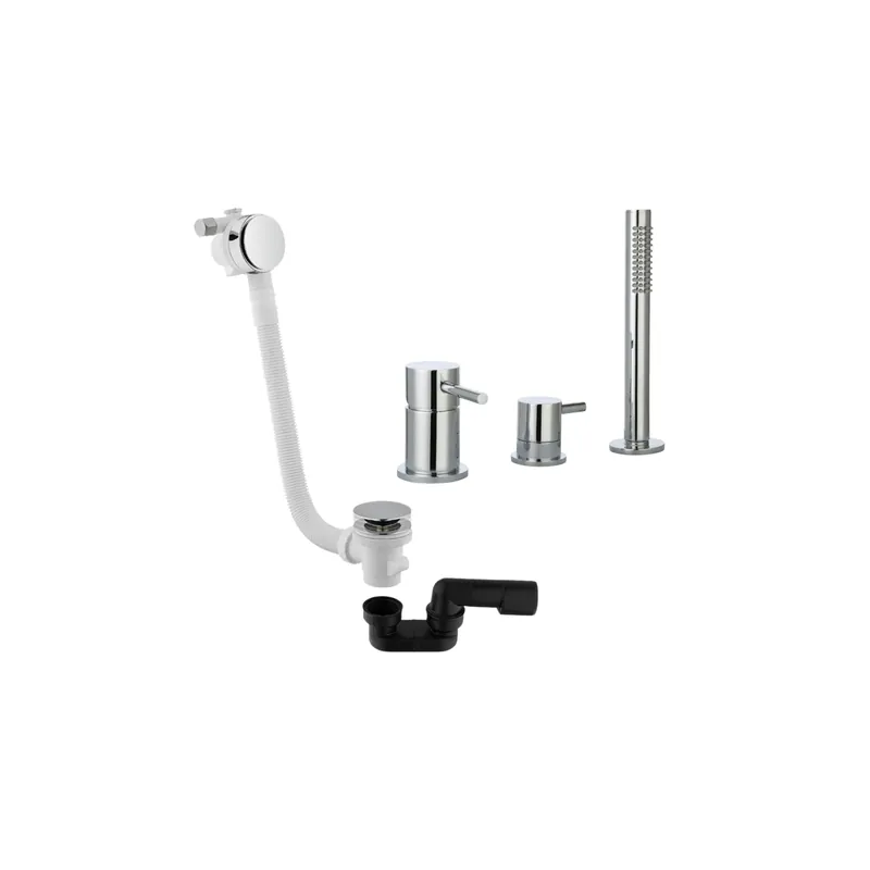 Mitigeur bain douche mécanique PAINI Cox + Vidage remplissage trop plein et bonde PAINI clic-clac siphon 90cm