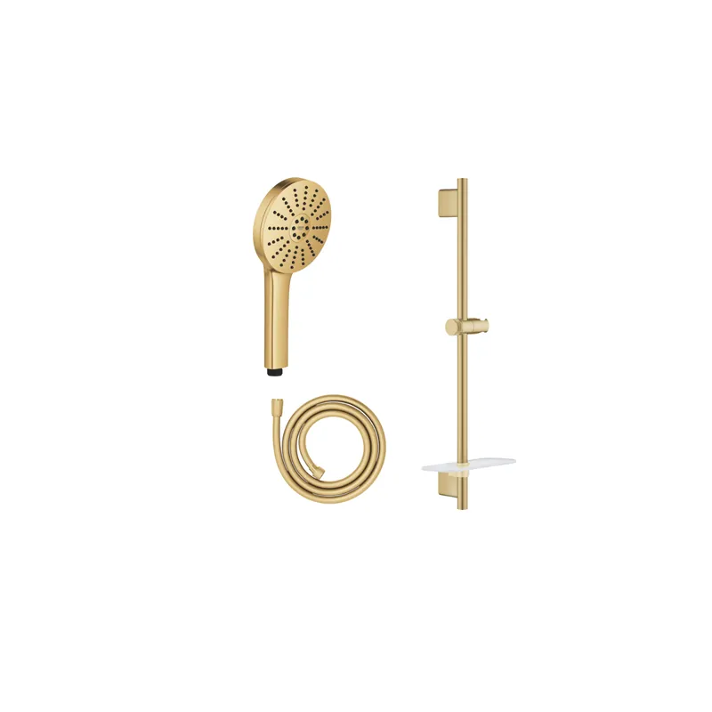 Douchette Vitalio Joy+ 120 + Barre de douche GROHE Rainshower + Flexible 175 cm Cool Sunrise
