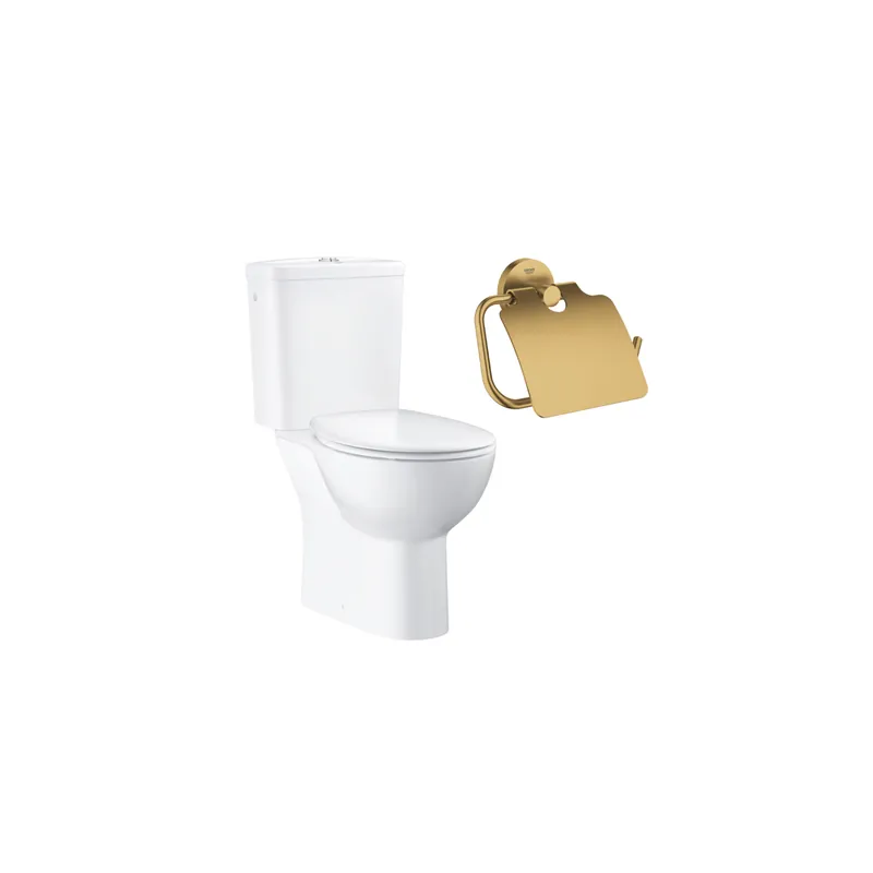 Pack WC à poser sans bride GROHE Quickfix abattant déclipsable + Dérouleur de papier mural Cool Sunrise