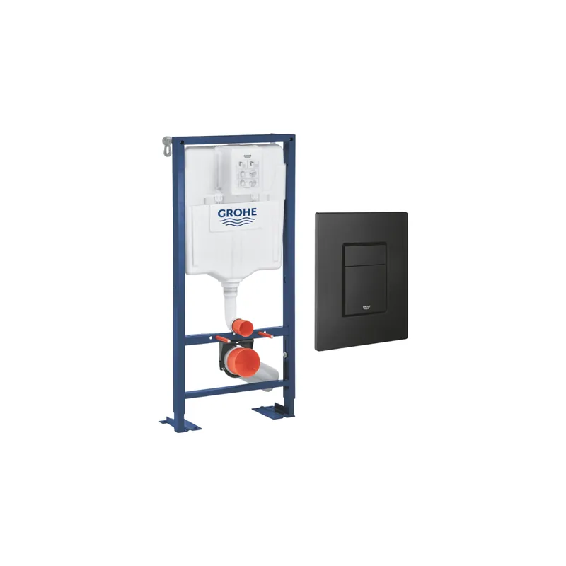 Bâti-support autoportant GROHE Solido avec plaque commande Even noir phantom