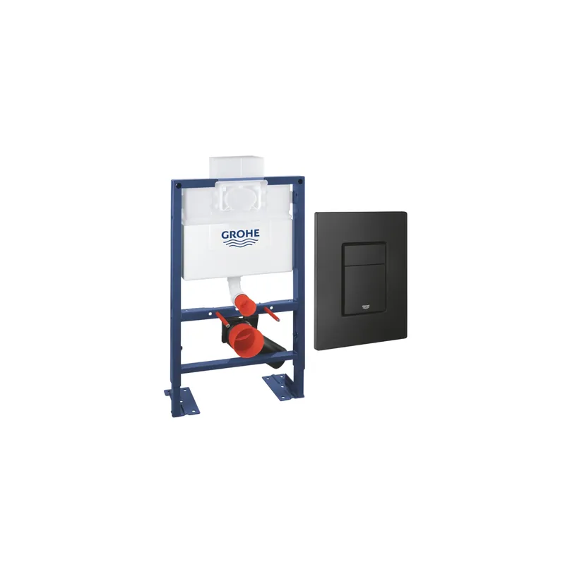 Bâti-support hauteur réduite GROHE Rapid SL avec plaque commande Even noir phantom