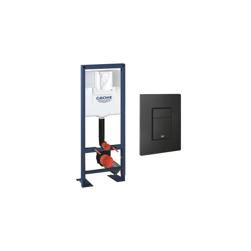Bâti-support largeur réduite GROHE Rapid SL avec plaque commande Even noir phantom