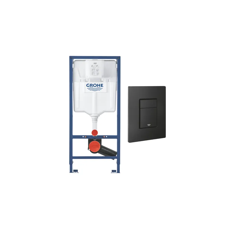 Bâti-support en applique GROHE Rapid SL avec plaque commande Even noir phantom