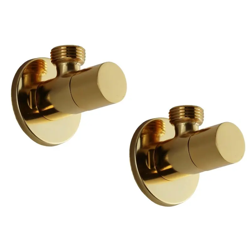 Paire de robinets or pour le raccordement de mitigeurs modèle rond Sphera