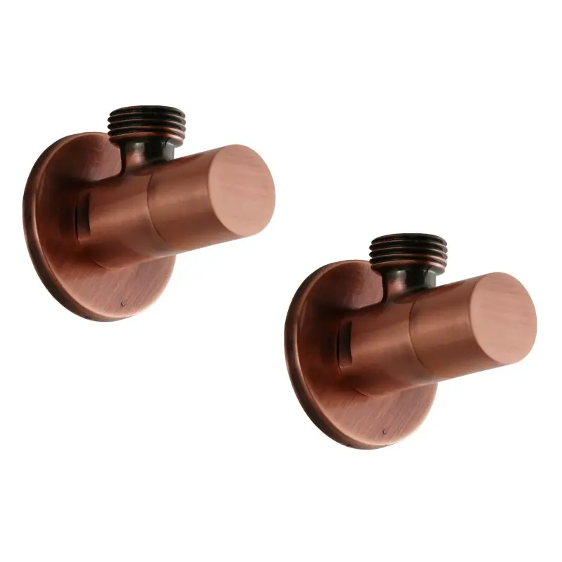 Paire de robinets couleur cuivre pour le raccordement de mitigeurs modèle rond Sphera