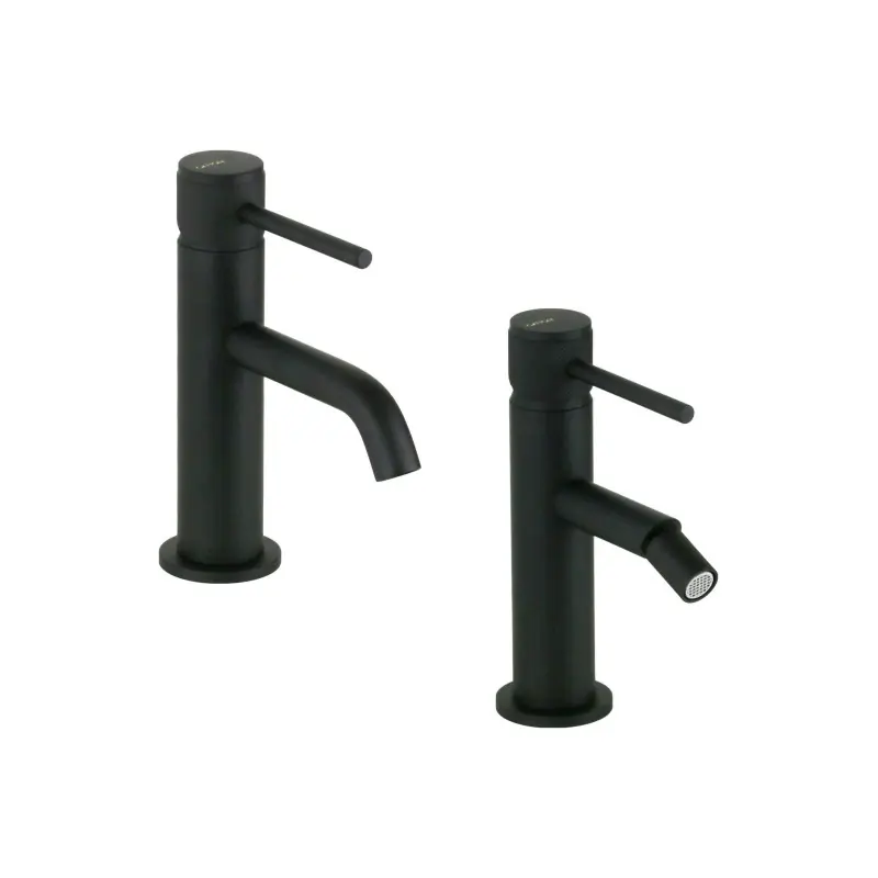 Mitigeur lavabo et bidet en finition noir mat avec poignée de luxe Gattoni Beta KITBETA1NO