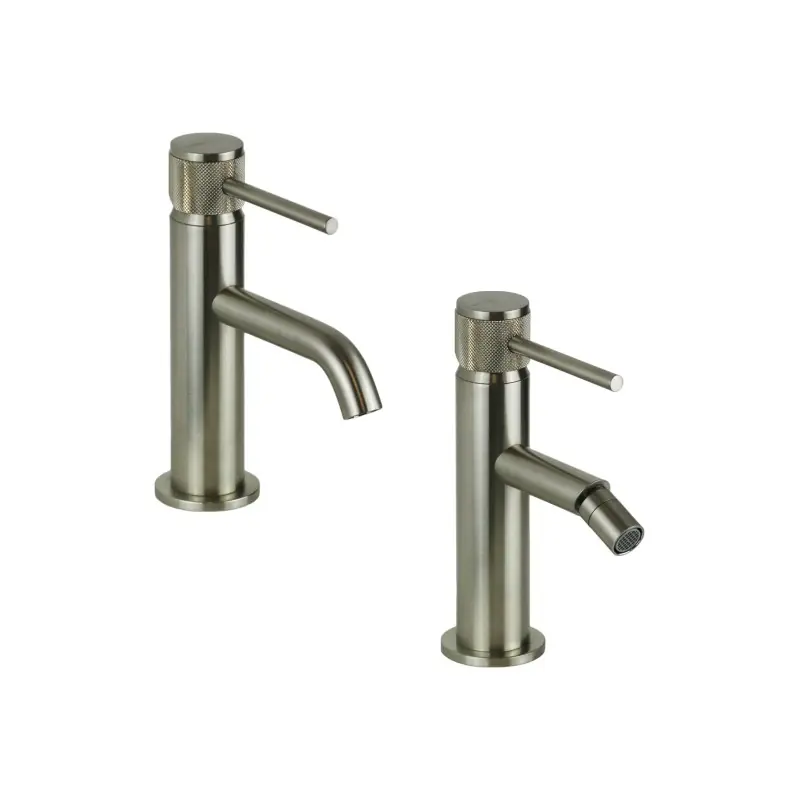 Mitigeur lavabo et bidet en finition acier brossé avec poignée de luxe Gattoni Beta KITBETA1NS
