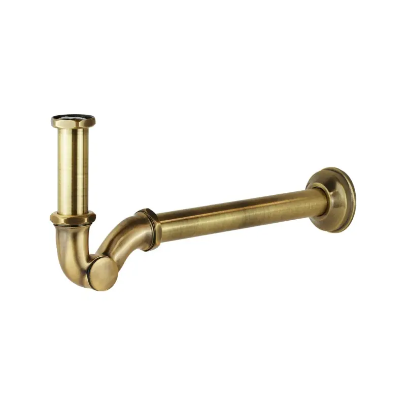 Siphon en laiton en forme de "S" avec bouchon d‘inspection de couleur bronze Zanetti BR-101