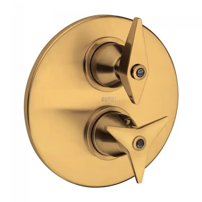 Partie externe du mitigeur thermostatique en finition laiton brossé Mamoli Gio Ponti 3515PE00000G