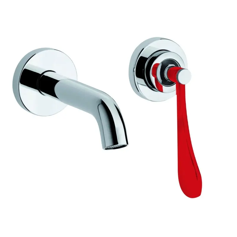 Mitigeur lavabo mural avec bec long 190 mm avec manette rouge Mamoli Paola&TheBathroom 494700000C21