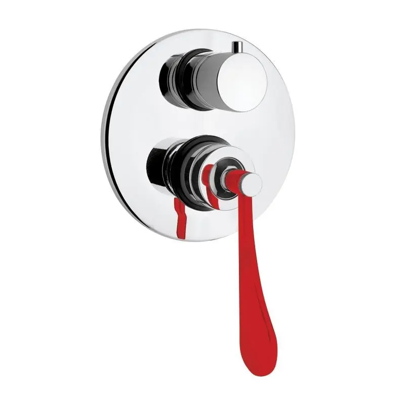 Mitigeur de douche à encastrer avec inverseur 2 voies et levier rouge Mamoli Paola&TheBathroom 294900000C21