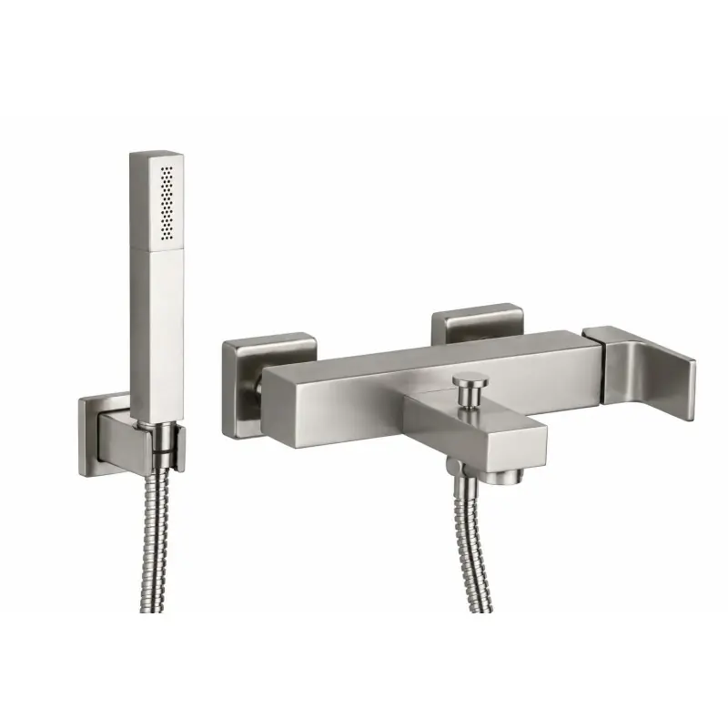 Mitigeur bain extérieur avec douchette couleur nickel brossé Gattoni SQUARE 2500/25NS