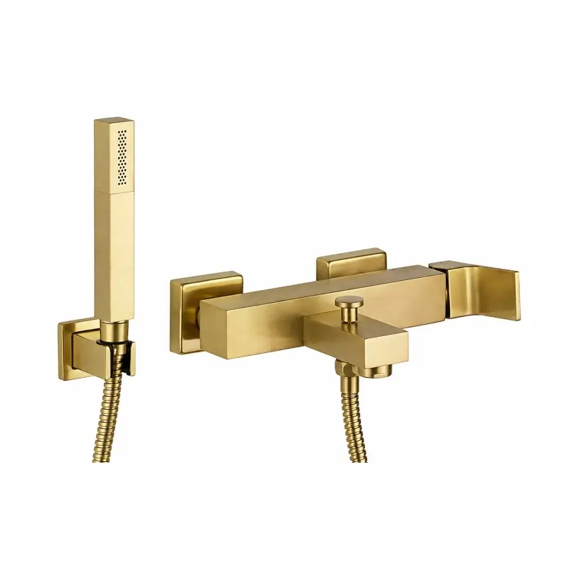 Mitigeur bain extérieur avec douchette or brossé Gattoni SQUARE 2500/25SG