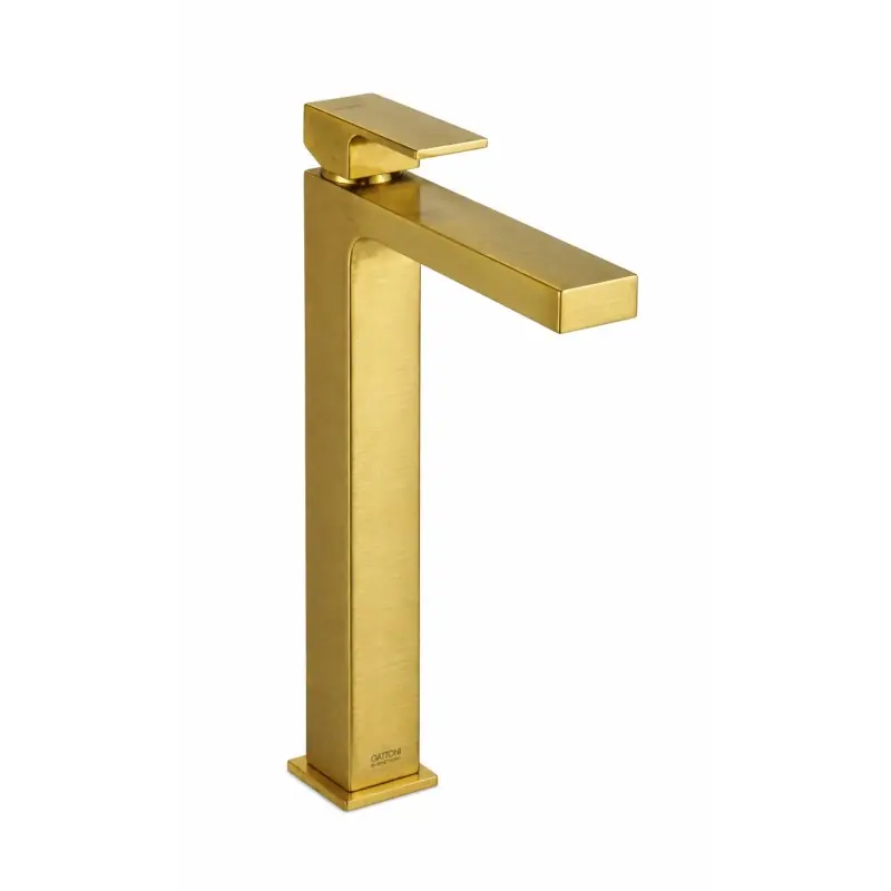 Mitigeur lavabo type haut modèle carré couleur or brossé Gattoni SQUARE 2584/25SG