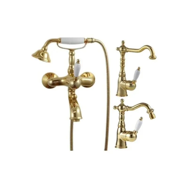 Set de salle de bain complet au design rétro couleur or Gattoni Orta KITORTA2DO