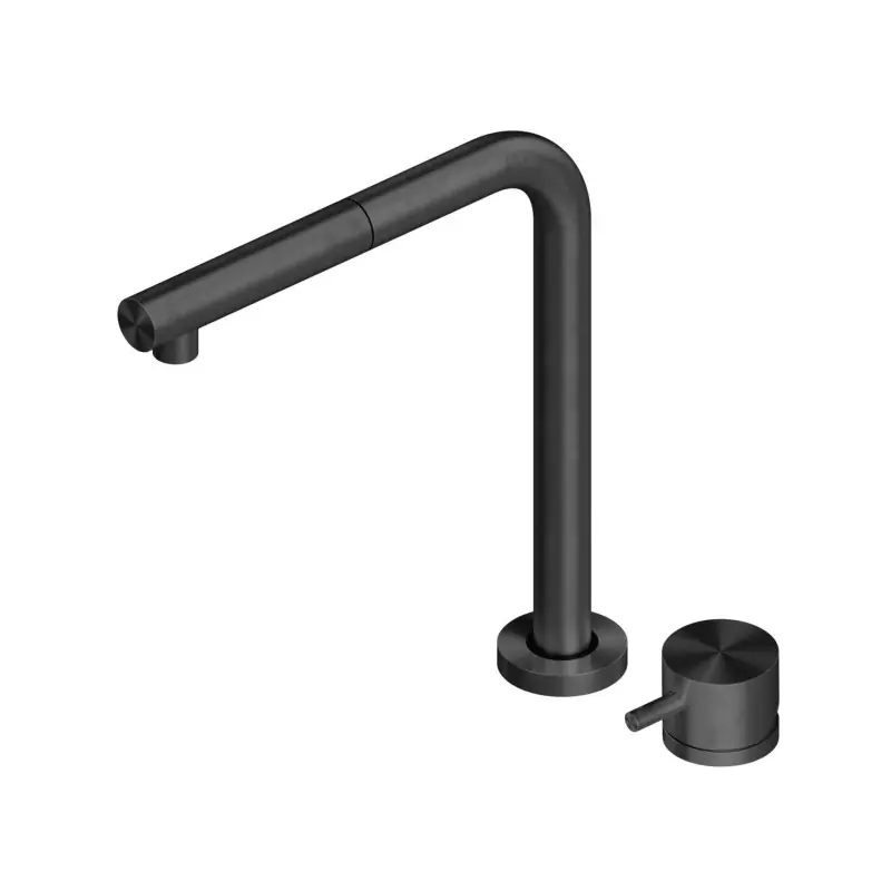 Mitigeur d‘évier de cuisine en avec bec rabattable en acier inoxydable noir PVD Quadro srl 443.12ON