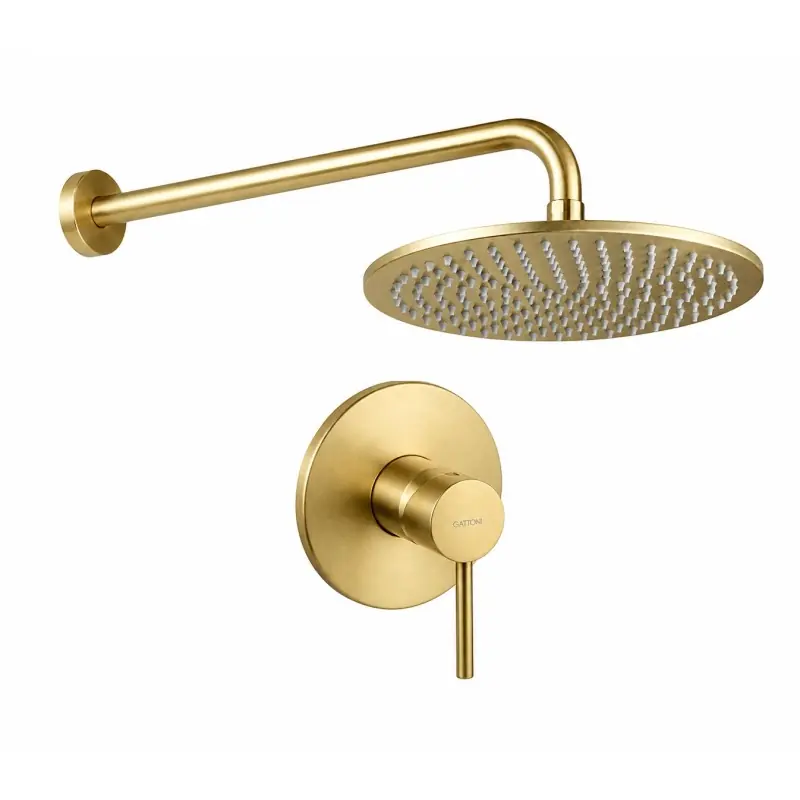 Kit de douche en or brossé complet avec pomme de douche et bras de douche Gattoni Easy 1491/PDSG