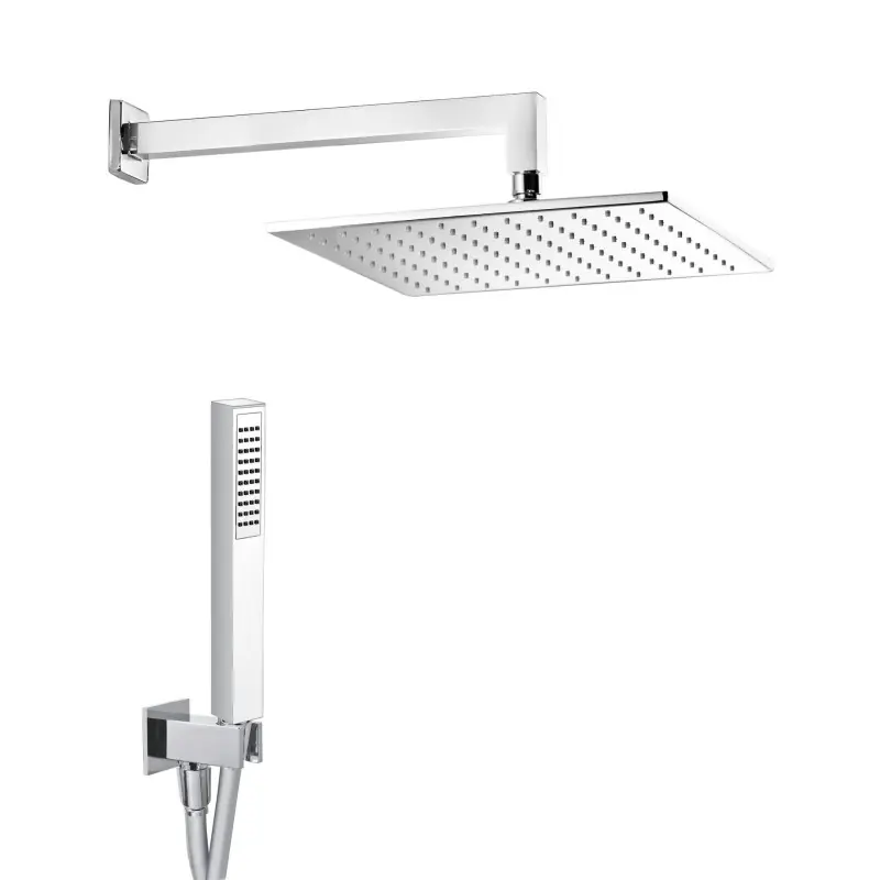 Kit de douche carré en laiton chromé avec pomme de douche 30 x 30 cm Damast Elegance 13639