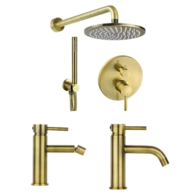 Ensemble de salle de bain complet en kit de douche couleur bronze et mitigeurs Pollini Jessy KITJES2OA