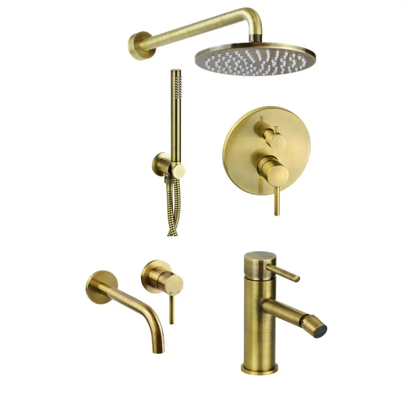 Mitigeur de salle de bain complet en couleur bronze antique bronze antique Pollini Jessy KITJES3OA
