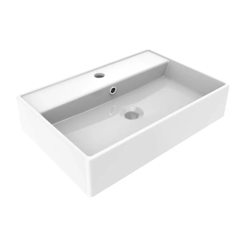 Vasque à poser rectangulaire blanc brillant Ercos Olimpia BLCERLOLIM0004