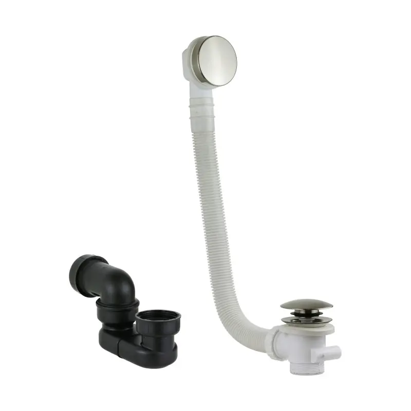 Ensemble siphon et colonne de vidange en couleur nickel brossé Vicario KITVICARIO4