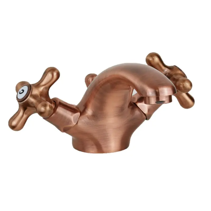 Robinet de lavabo à double levier à bec bas de couleur cuivre Paffoni Iris IRV075RM