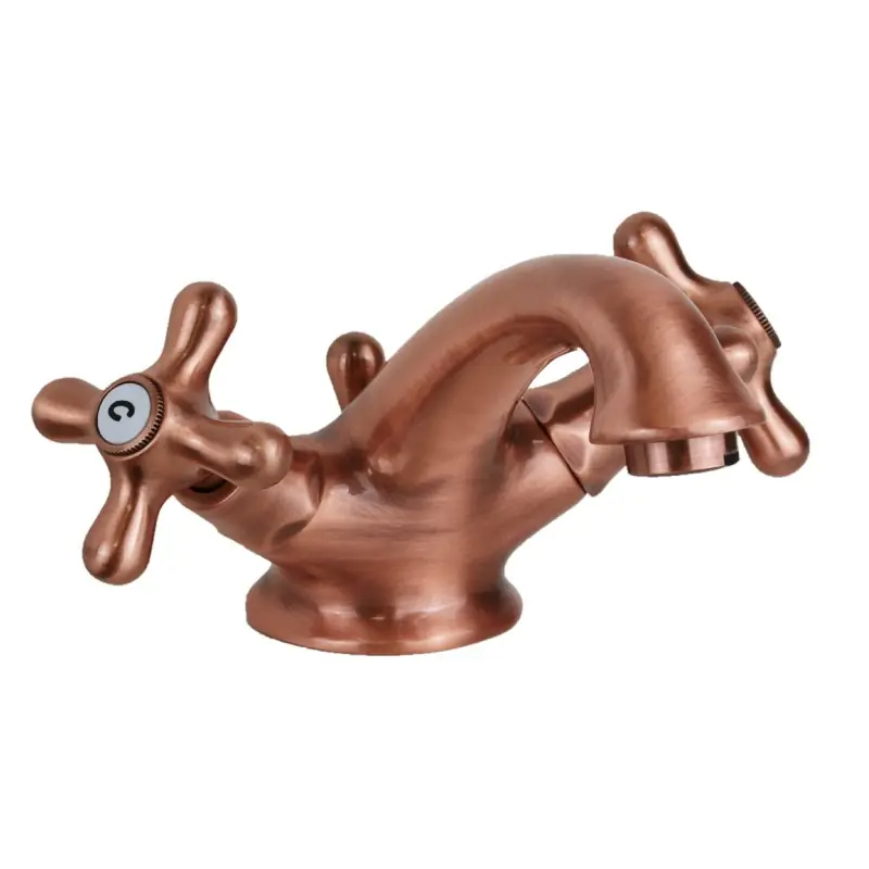 Robinet de lavabo à double levier avec bec courbé couleur cuivre Paffoni Iris IRV065RM
