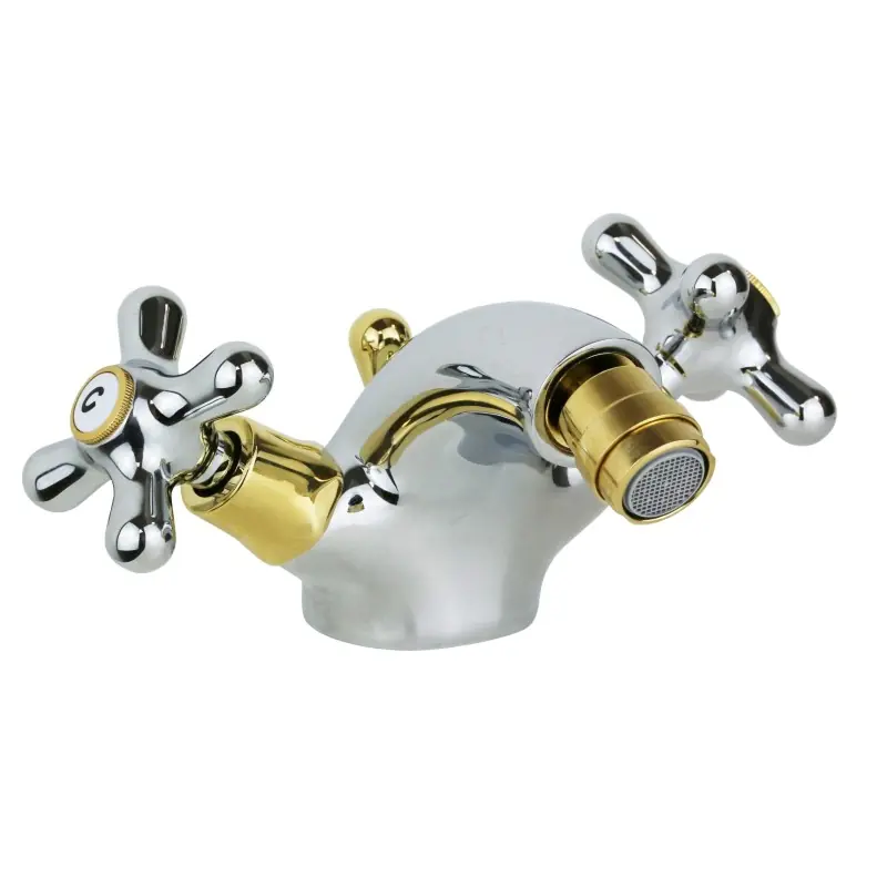 Robinet de bidet avec deux poignées de couleur chrome doré Paffoni Iris IRV135CO