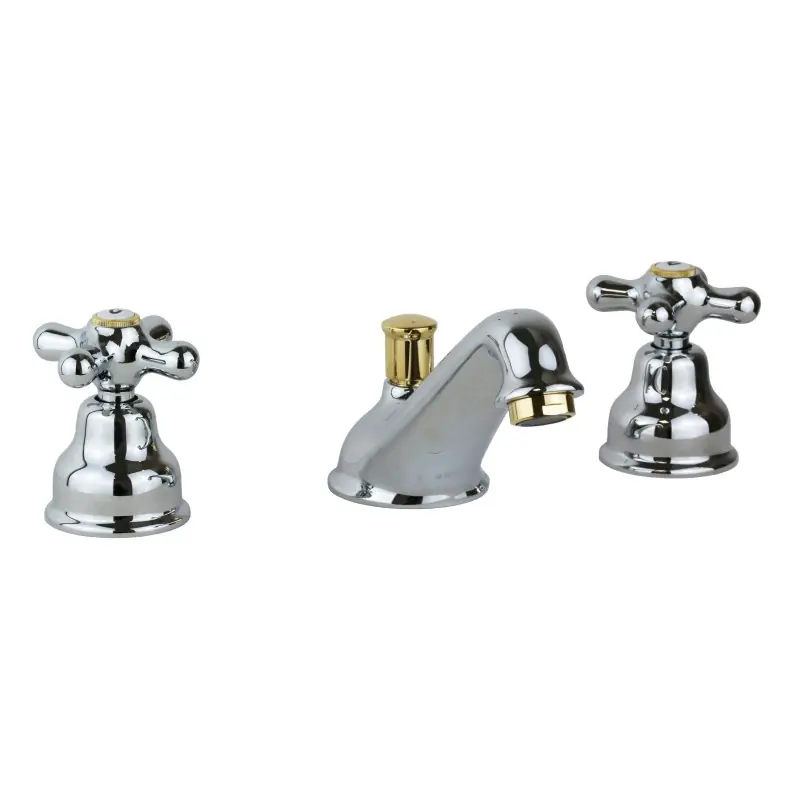 Robinet de lavabo à trois trous de couleur chrome-or avec bec bas Paffoni Iris IRV058CO