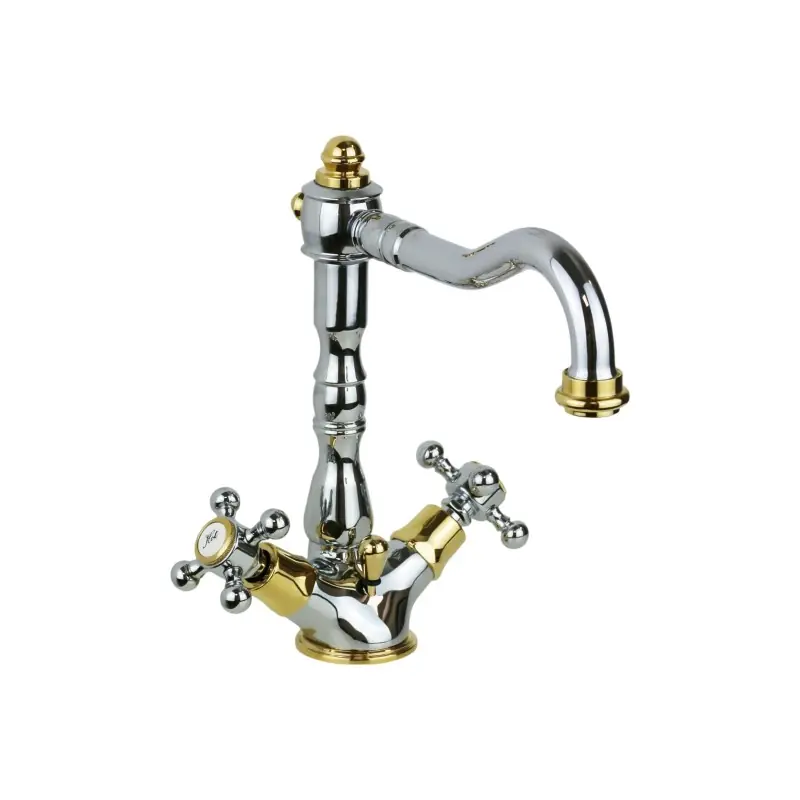 Mitigeur lavabo avec bec orientable couleur chrome-or Paffoni Belinda FBLV075CO