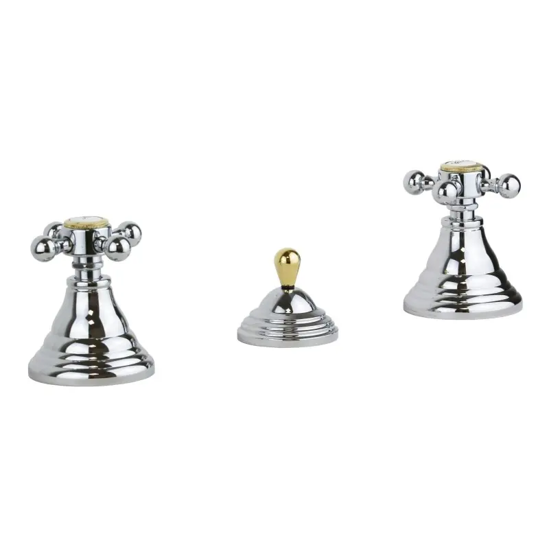 Mitigeur de bidet avec vidage 1"1/4 en couleur chrome-or Paffoni Belinda FBLV116CO