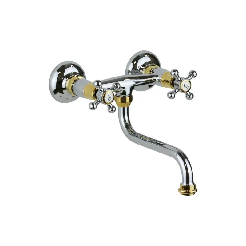 Mitigeur évier mural avec bec orientable chrome-or Paffoni Belinda FBLV161CO