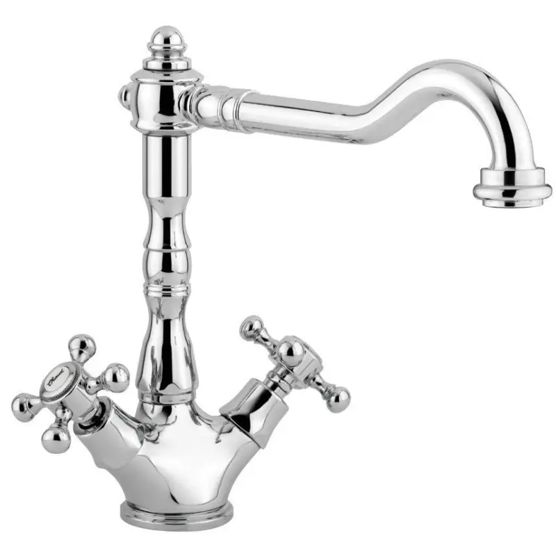 Robinet double levier pour évier de cuisine avec bec réglable chrome-or Paffoni Belinda FBLV180CO
