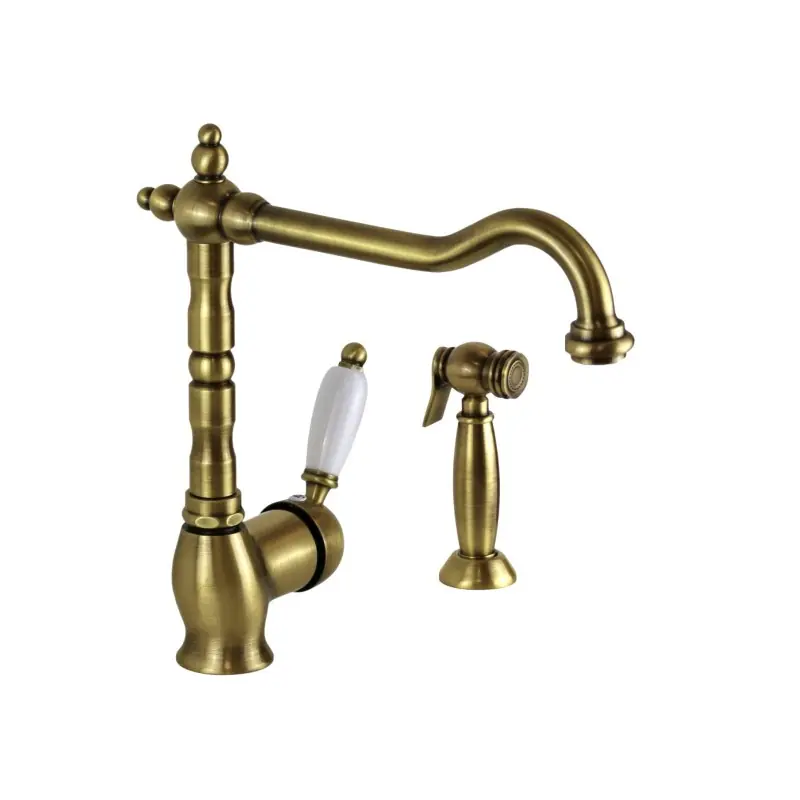 Mitigeur d‘évier de cuisine avec douchette extérieure extractible couleur bronze Porta & Bini New Old 50478BR
