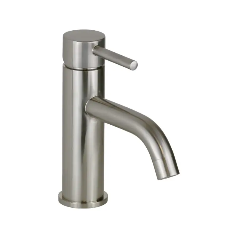 Mitigeur de lavabo modèle rond couleur aspect acier Pollini Jessy MXLAMCMMCNS