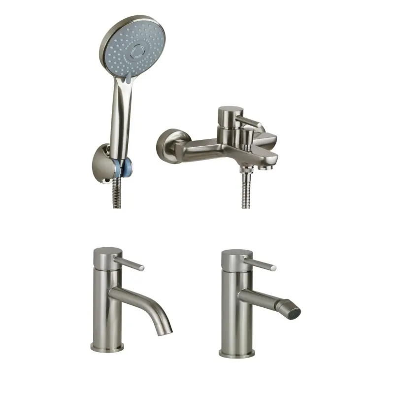Pack mitigeur de salle de bain en acier brossé Pollini Jessy KITJES5NS