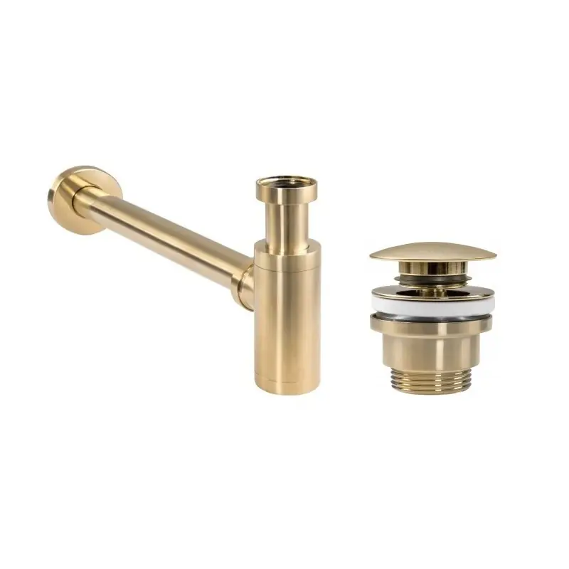 Ensemble siphon et bonde couleur or brossé Pollini KITSCA1ORS