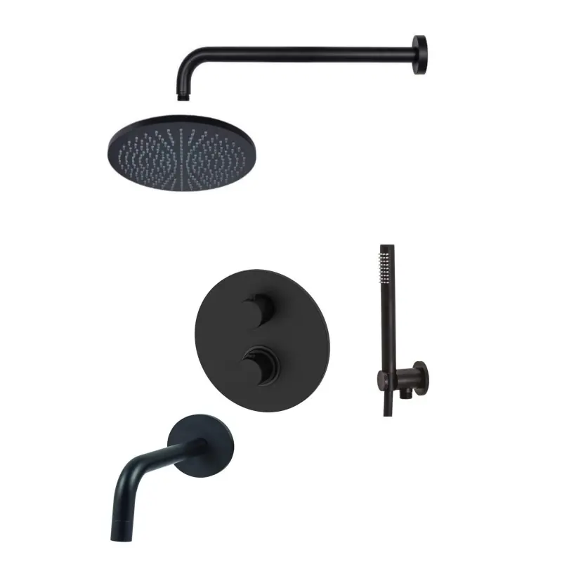 Ensemble de douche complet noir mat avec bec de bain Paffoni Light KITLIQ019NOV