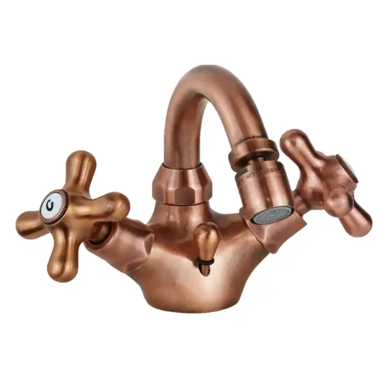 Robinet de bidet à 2 poignées de couleur cuivre antique avec bec pivotant Paffoni Iris IRV137RM