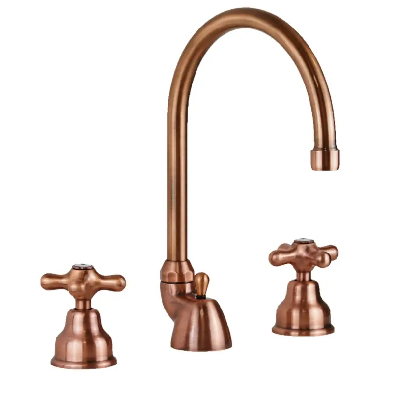 Mitigeur lavabo 3 trous à double levier, bec haut orientable, couleur cuivre Paffoni Iris IRV057RM