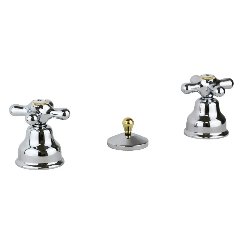 Robinet pour bidet 3 trous couleur chrome-or avec double levier Paffoni IRIS IRV116CO