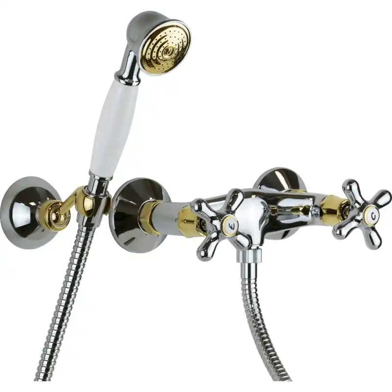 Robinet mural chrome-or avec garniture de douche Paffoni IRIS IRV168DCO