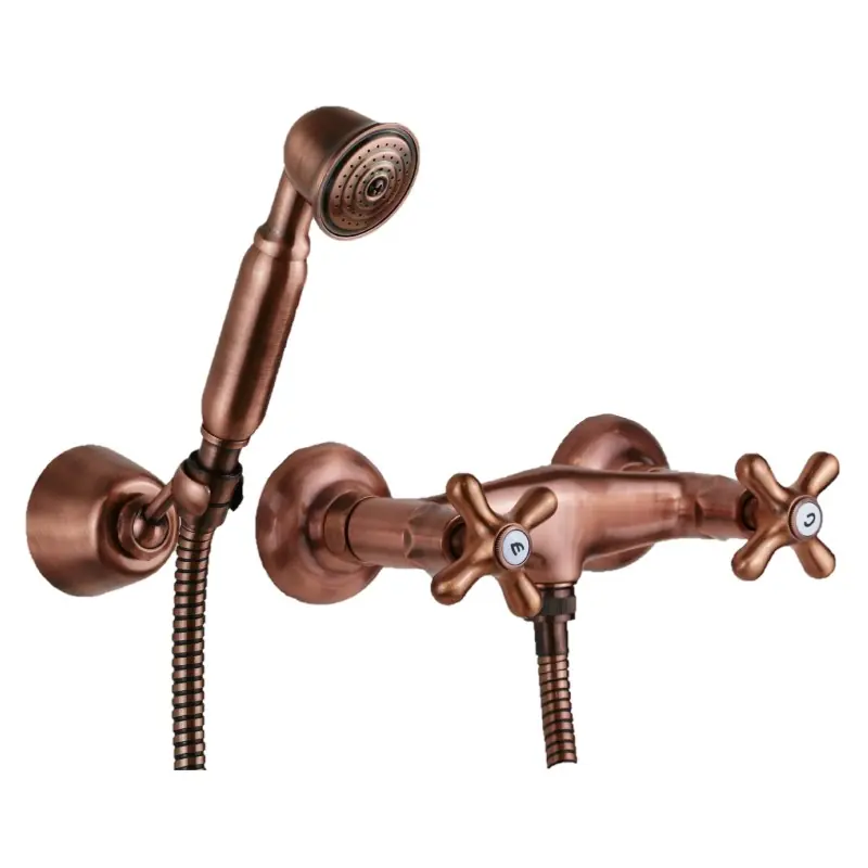 Robinet extérieur avec douchette à double levier de couleur cuivre Paffoni IRIS IRV168DRM