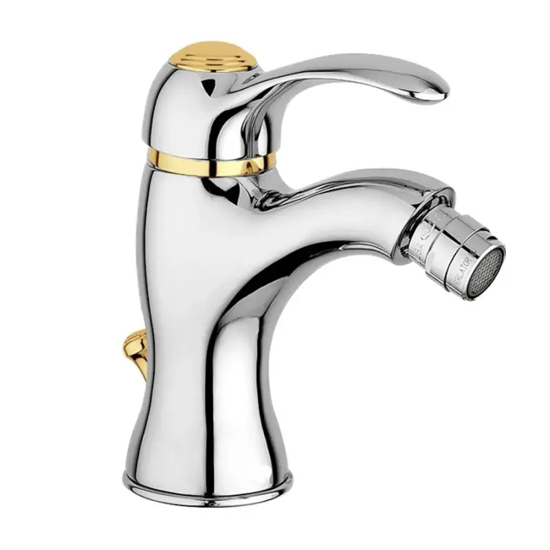 Mitigeur bidet couleur chrome-or avec vidage 1"1/4 Paffoni Flavia FA135CO