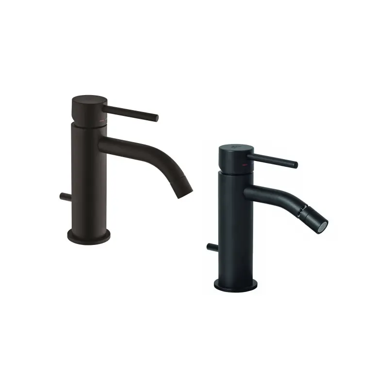 Mitigeur lavabo et bidet avec bouchon de vidange noir mat Paffoni Light KITLIG2NO
