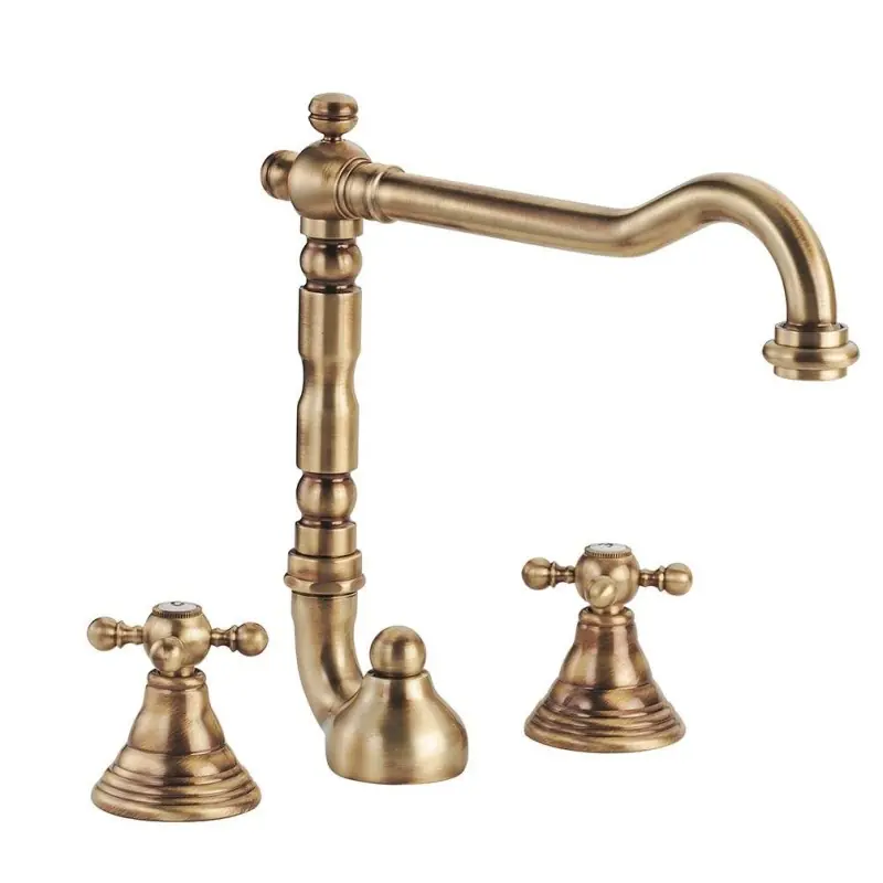 Robinet de lavabo 3 trous avec bec orientable couleur bronze Porta&Bini Old Fashion 62554BR