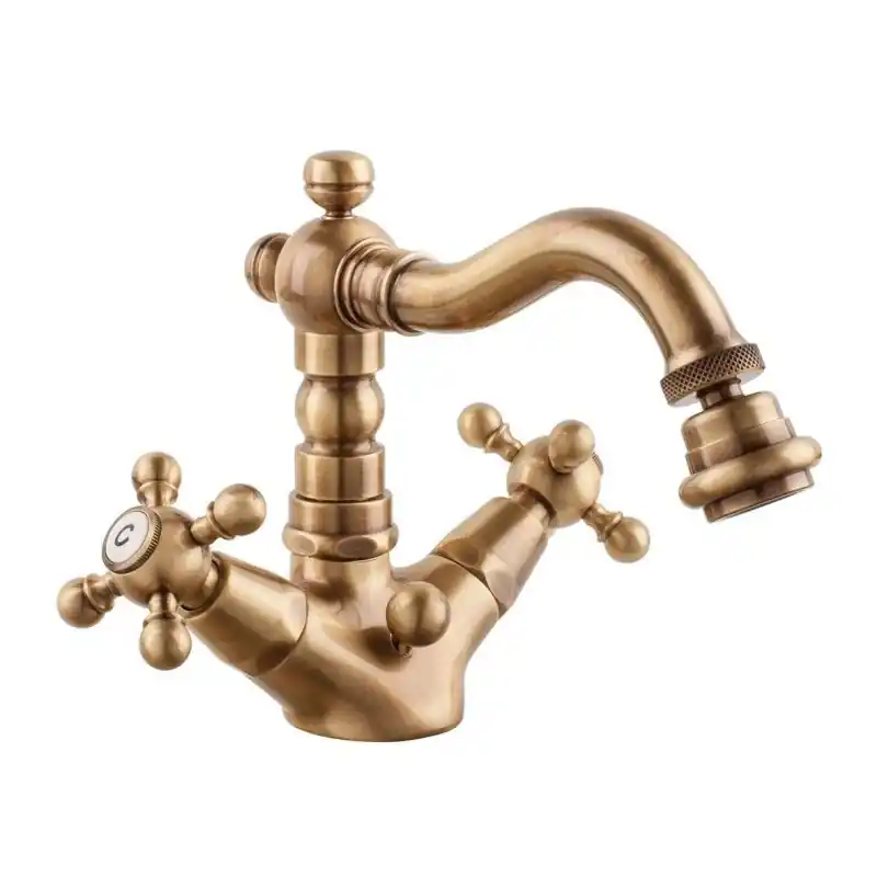 Robinet de bidet monotrou à double poignée de couleur bronze Porta & Bini Old Fashion 62520BR