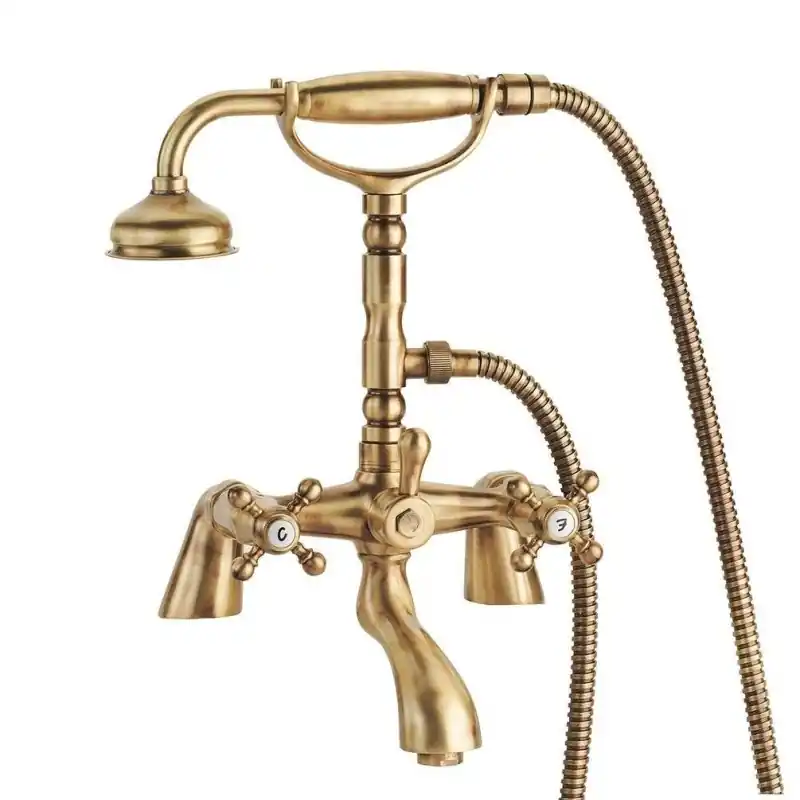 Groupe de robinetterie de couleur bronze pour installation sur le bord de la baignoire Porta&Bini Old Fashion 62502BR