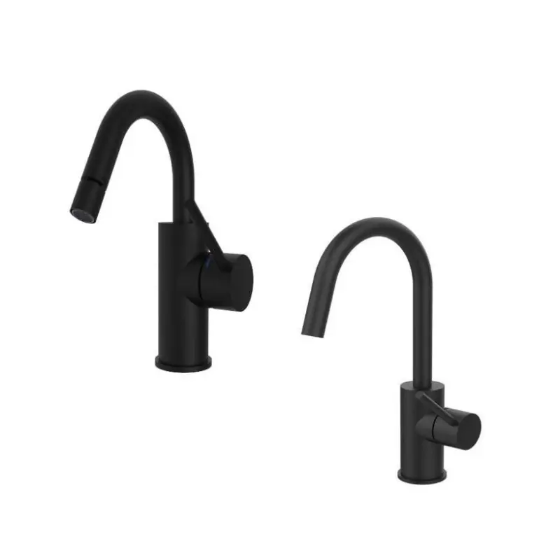 Mitigeur de salle de bain noir mat avec bec pivotant Paffoni Light KITLIG3NO